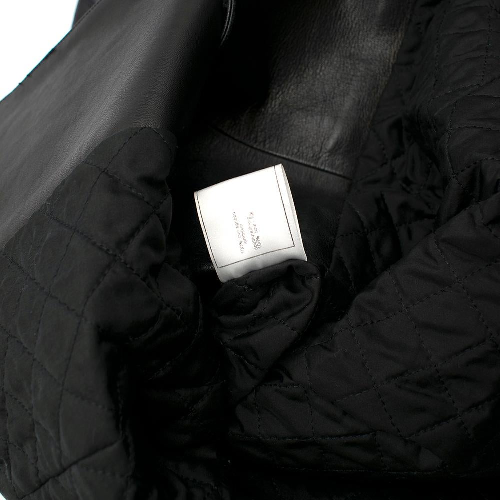 Chanel Black Longline Lambskin Leather Jacket W/ Embellished Buttons SIZE L 4