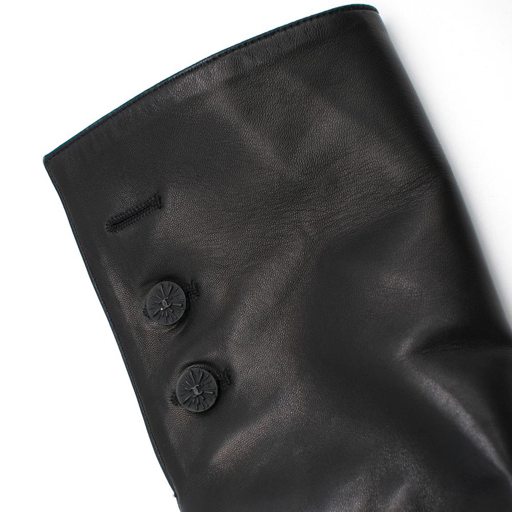 Chanel Black Longline Lambskin Leather Jacket W/ Embellished Buttons SIZE L 5