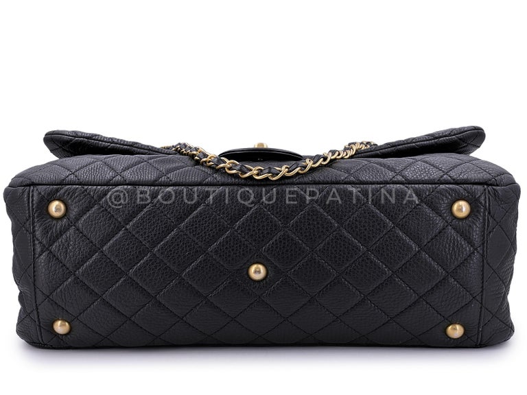 Chanel Black Ltd Airlines Runway Travel XXL Classic Flap Bag GHW 67348 For  Sale at 1stDibs