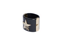 Chanel Black Lucite Cuff Bracelet Star