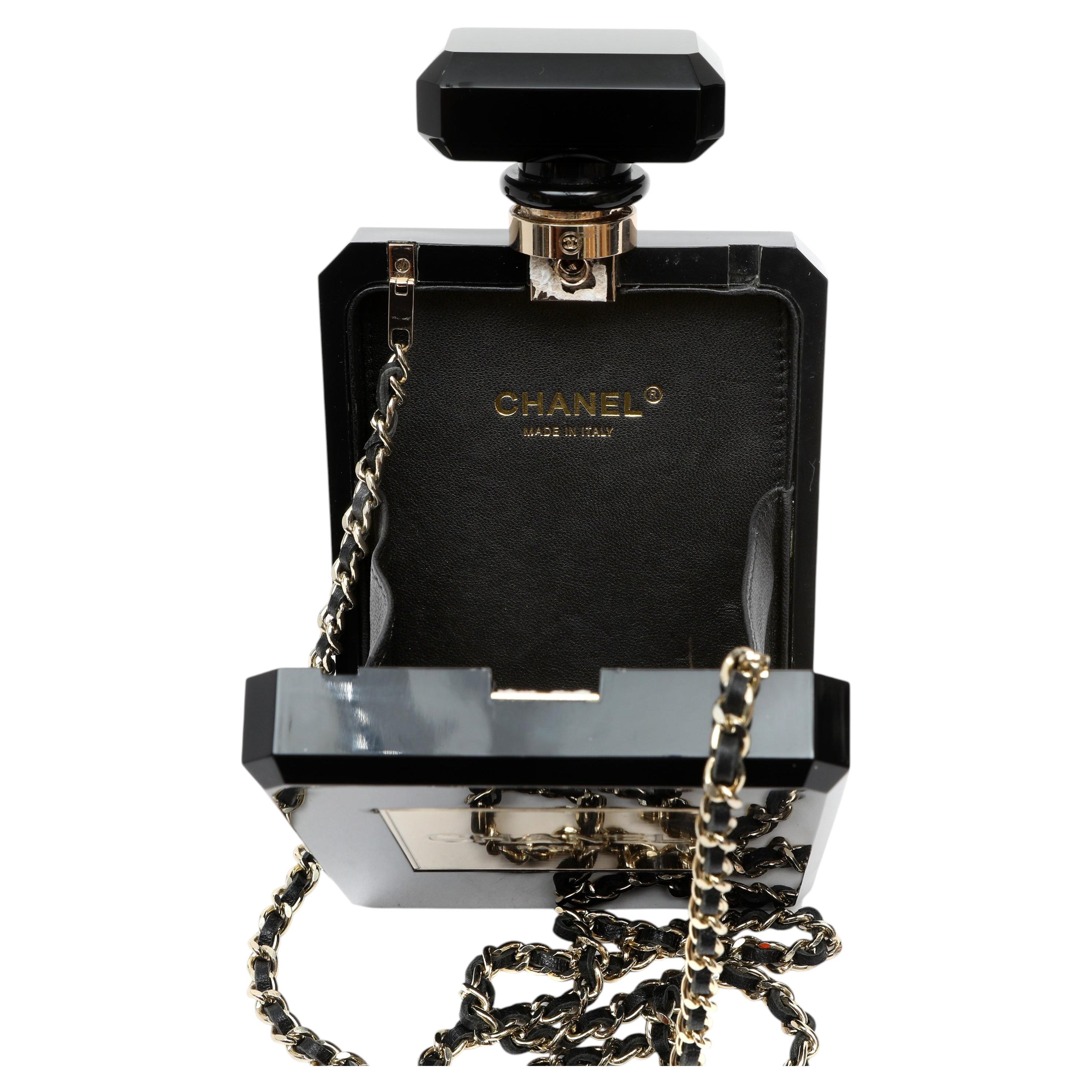 Chanel Black Lucite Perfume Bottle Crossbody Bag with Gold Hardware