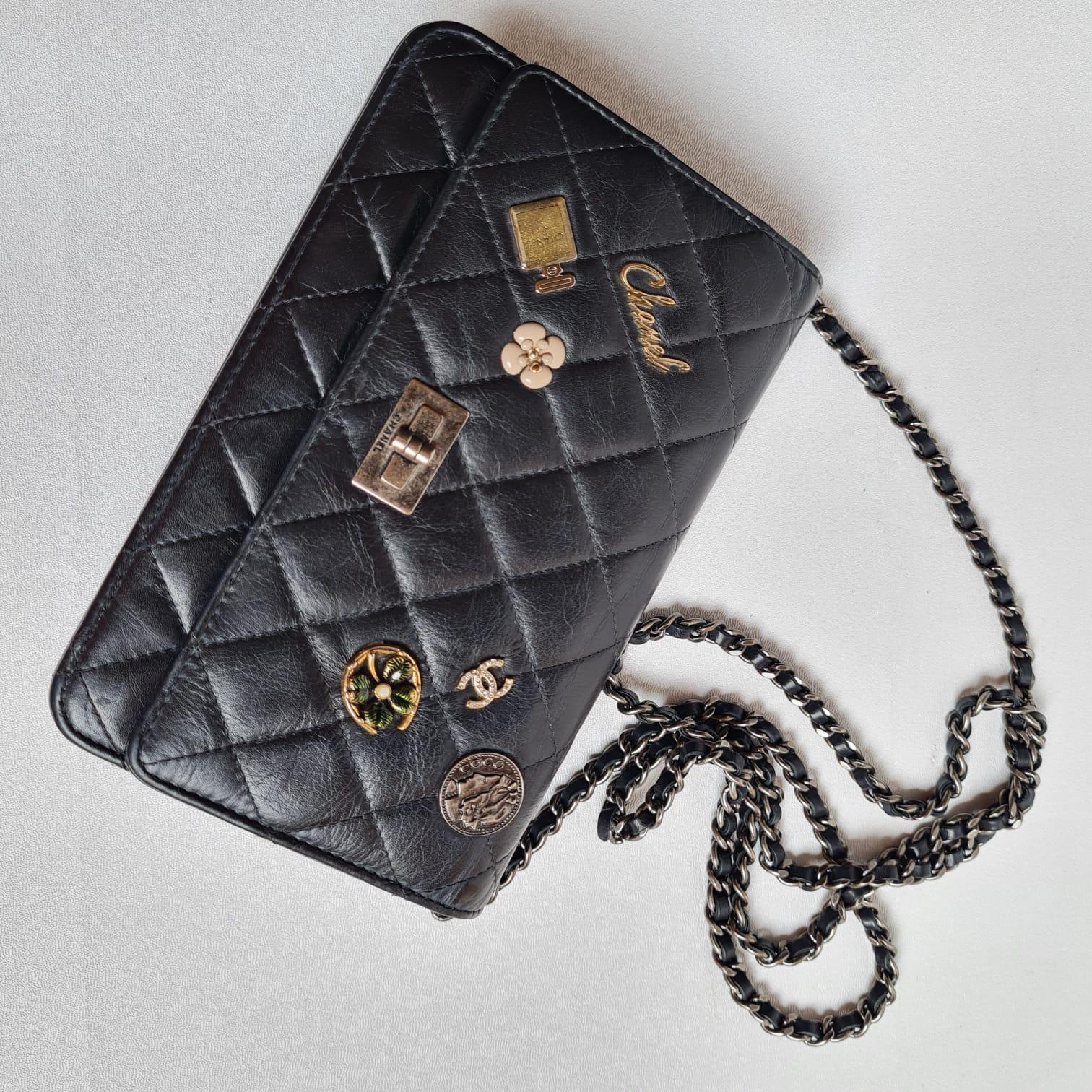 Chanel Black Lucky Charm Reissue Wallet on Chain 5