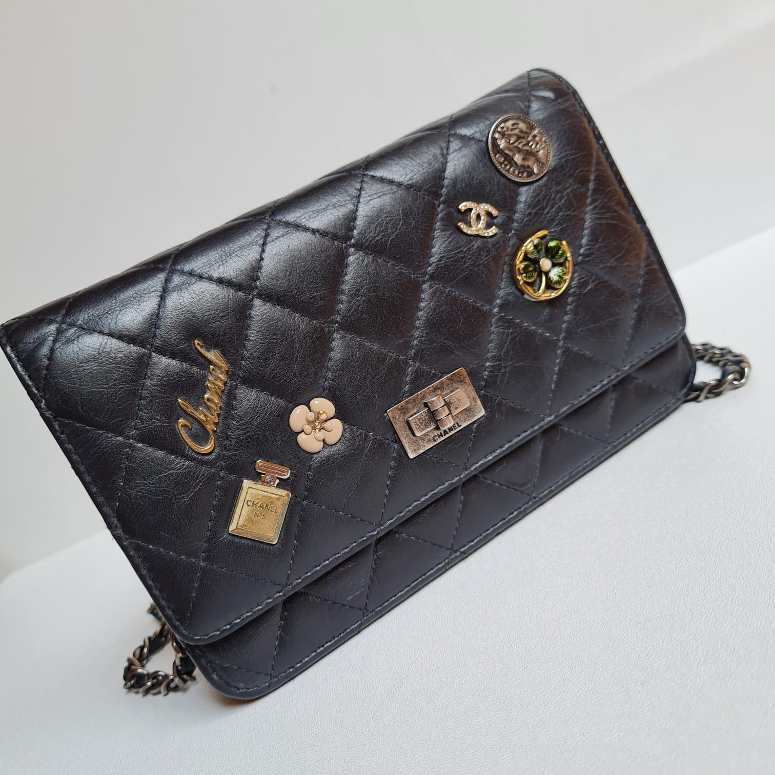Chanel Black Lucky Charm Reissue Wallet on Chain 6
