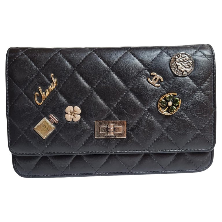 Chanel Black Lucky Charm Reissue Wallet on Chain For Sale at