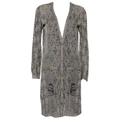 Chanel Black Lurex Jacquard Knit Button Front Cardigan S