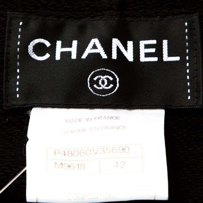 Chanel Black Lurex Knit Drawstring Waist Long Sleeve Dress L 2