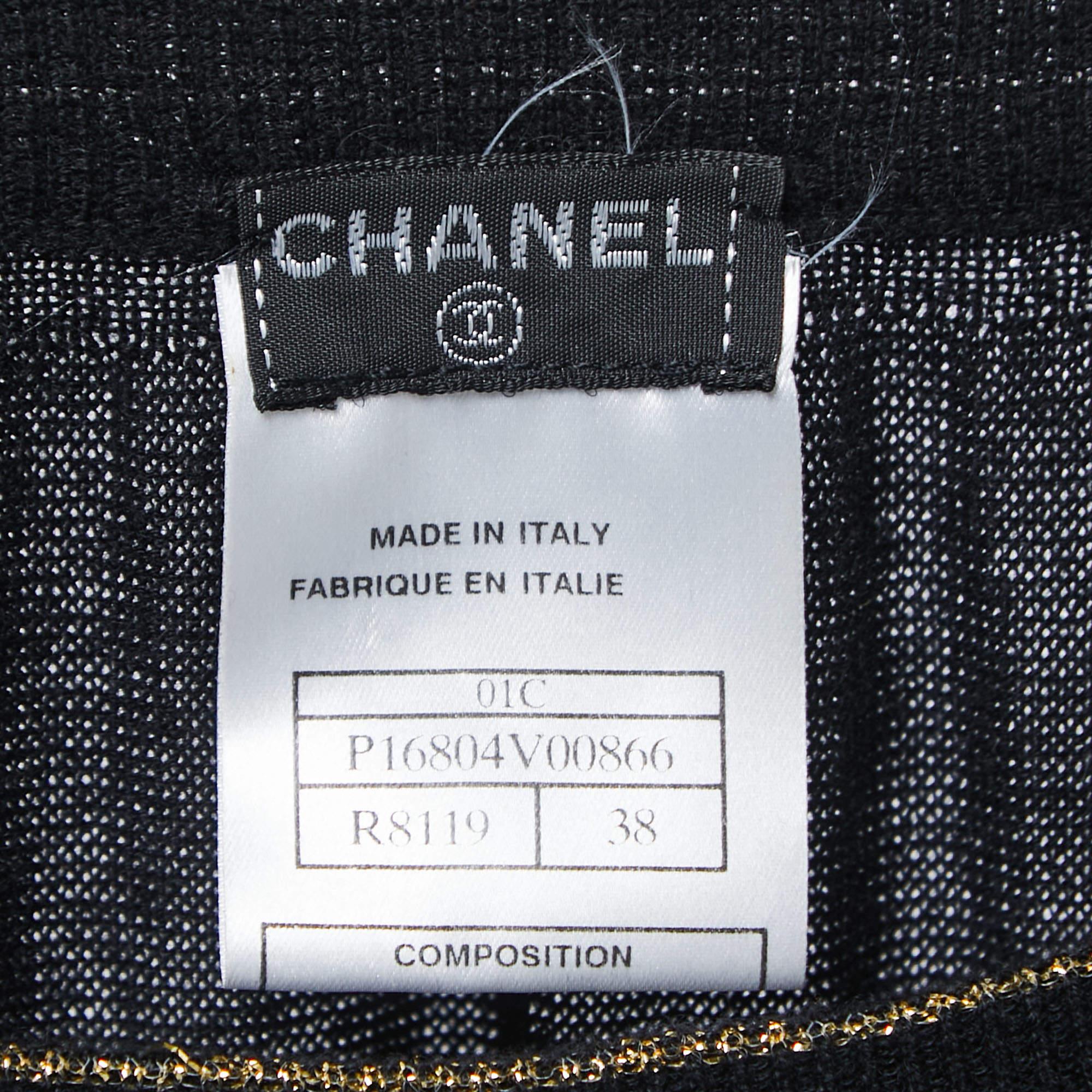 Women's Chanel Black Lurex Knit Maxi Skirt M For Sale