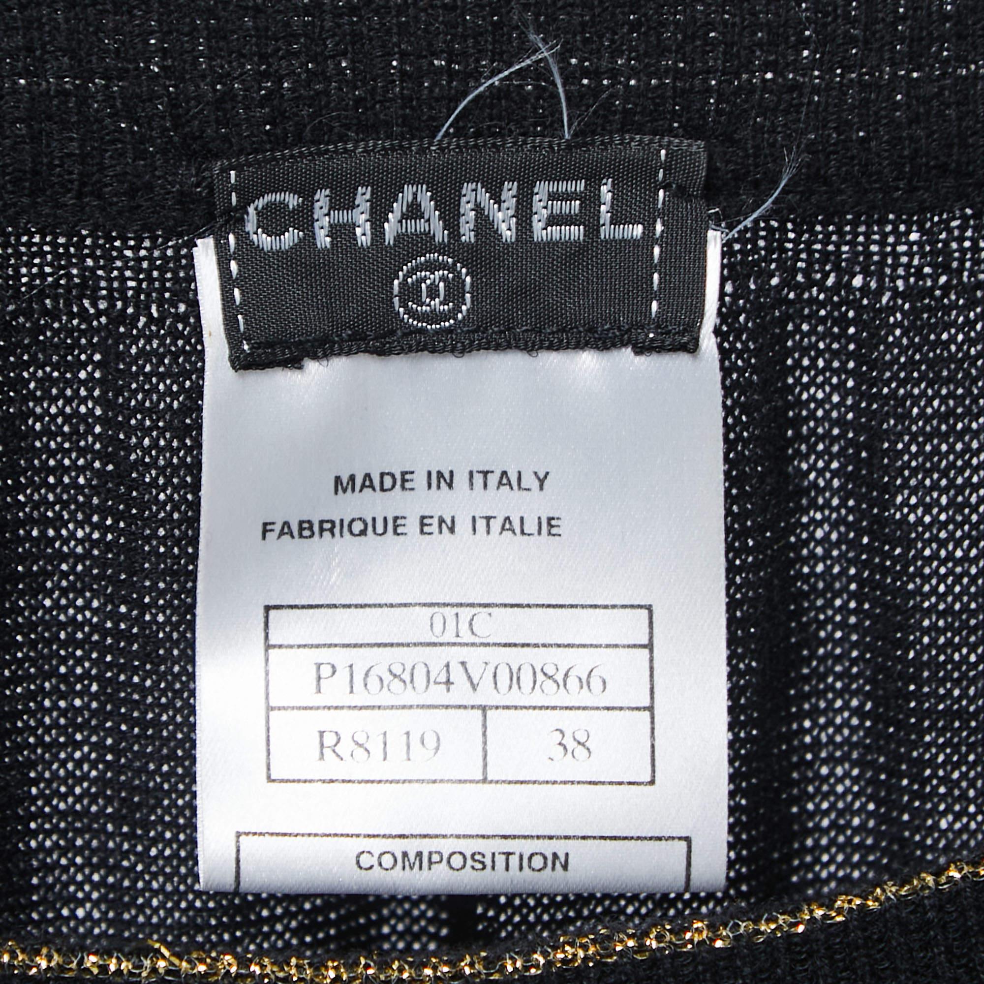 Chanel Black Lurex Knit Maxi Skirt M For Sale 1