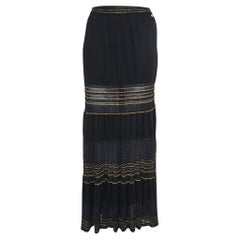 Chanel - Jupe longue en tricot de lurex noir, taille M