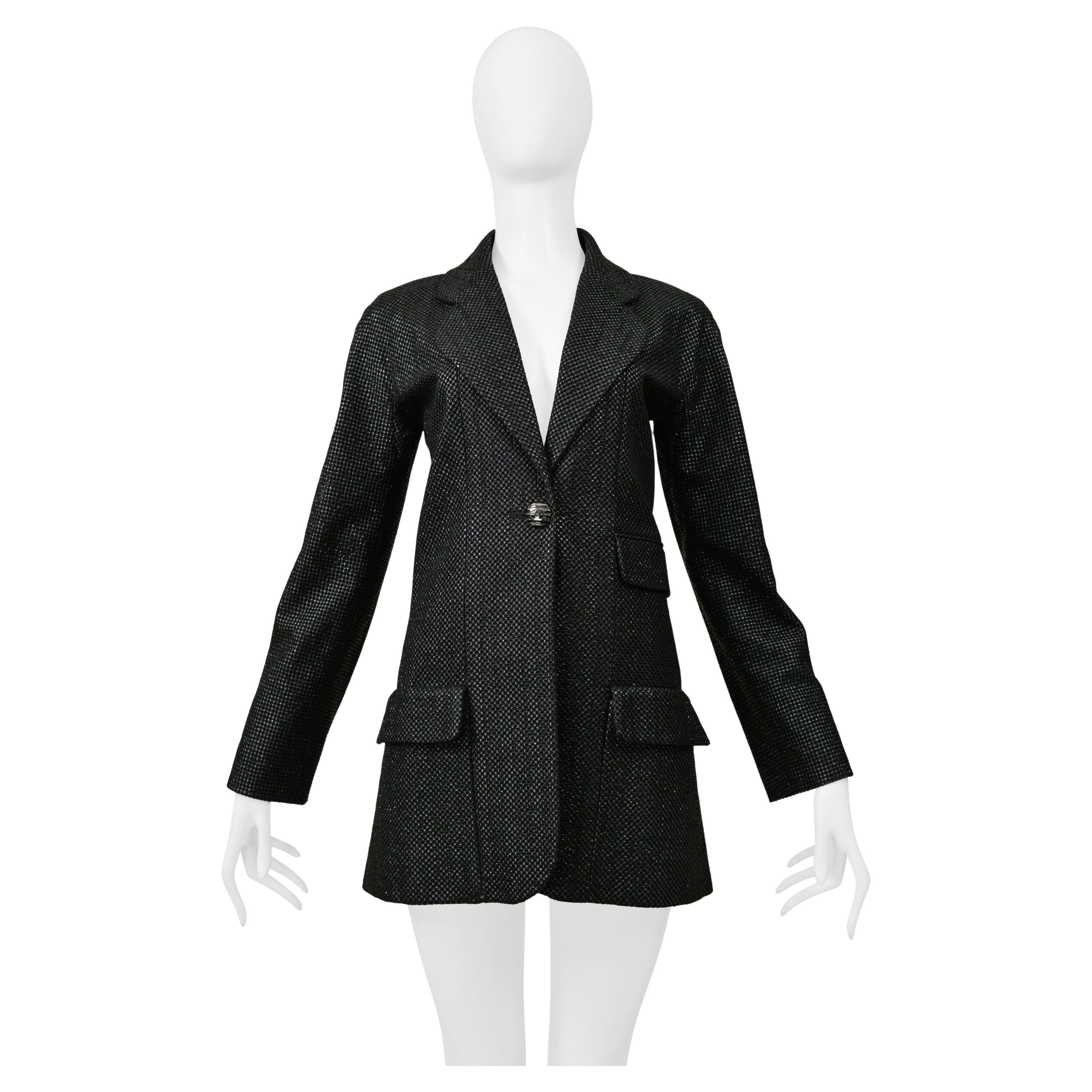 Giacca Chanel nera con un bottone in lurex 2011 in vendita
