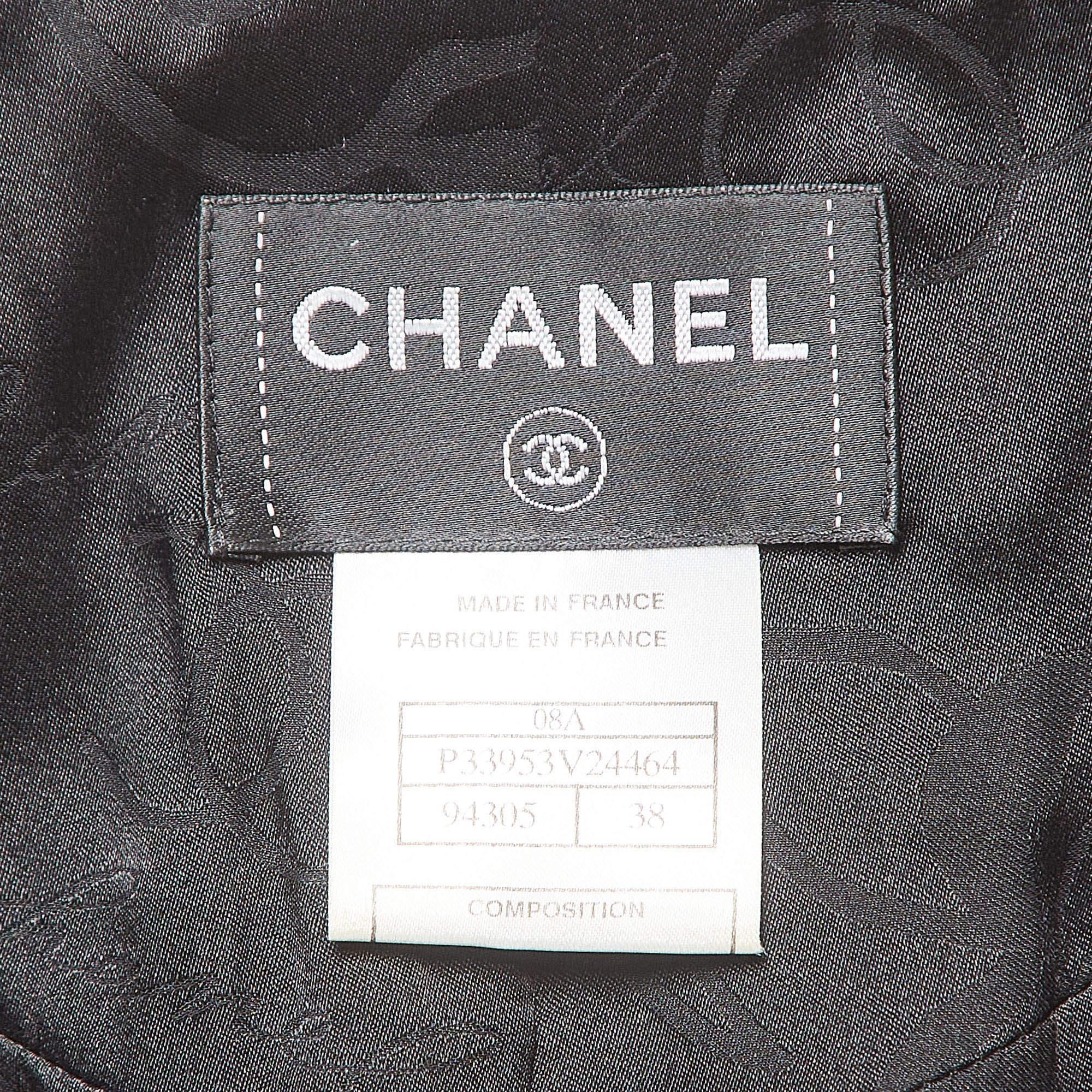 Women's Chanel Black Lurex Tweed Jewel Buttons Detail Belted Mini Dress M For Sale