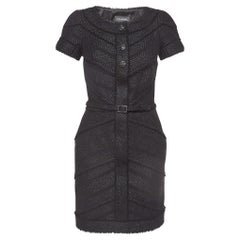 Chanel Black Lurex Tweed Jewel Buttons Detail Belted Mini Dress M