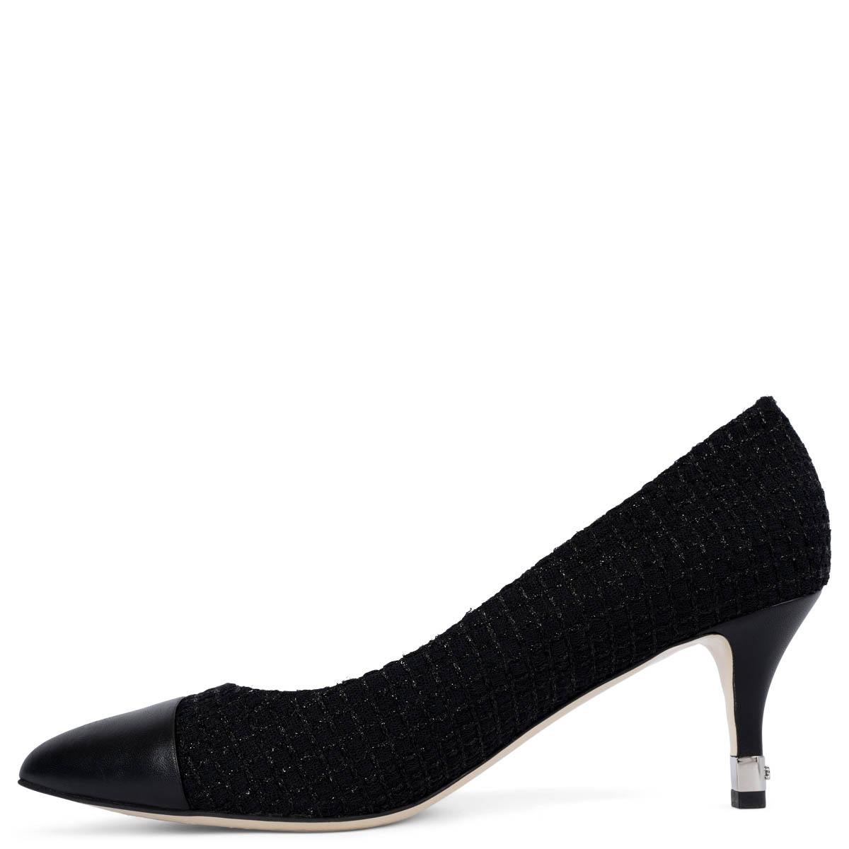 CHANEL schwarze LUREX TWEED Pumps Schuhe 40,5 Größe 40 (Schwarz) im Angebot