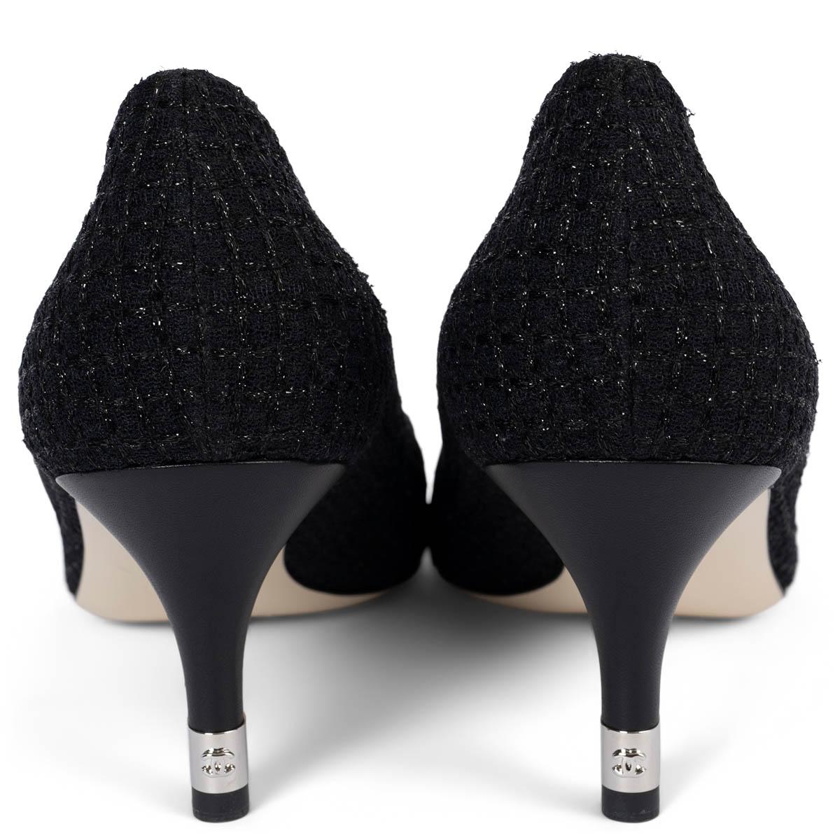 CHANEL schwarze LUREX TWEED Pumps Schuhe 40,5 Größe 40 Damen im Angebot