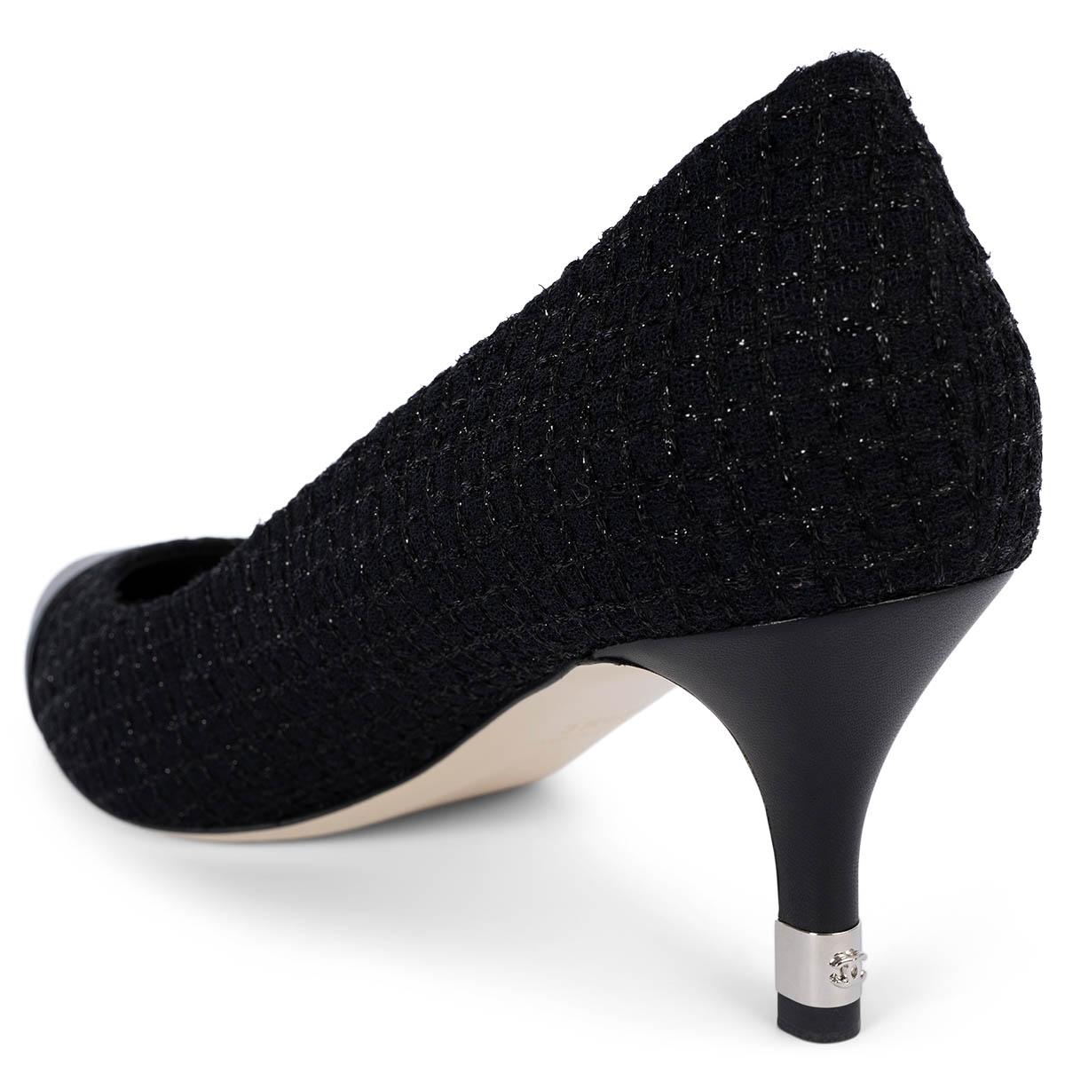 CHANEL black LUREX TWEED Pumps Shoes 40.5 fit 40 For Sale 3