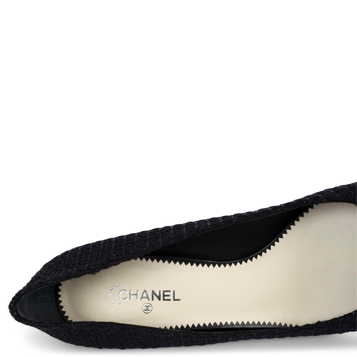 CHANEL black LUREX TWEED Pumps Shoes 40.5 fit 40 3