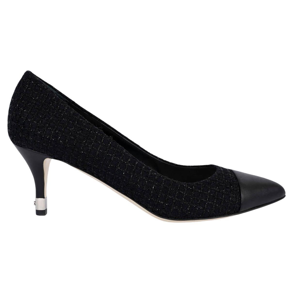 CHANEL schwarze LUREX TWEED Pumps Schuhe 40,5 Größe 40 im Angebot