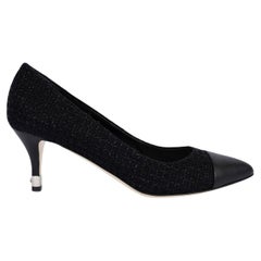 CHANEL black LUREX TWEED Pumps Shoes 40.5 fit 40