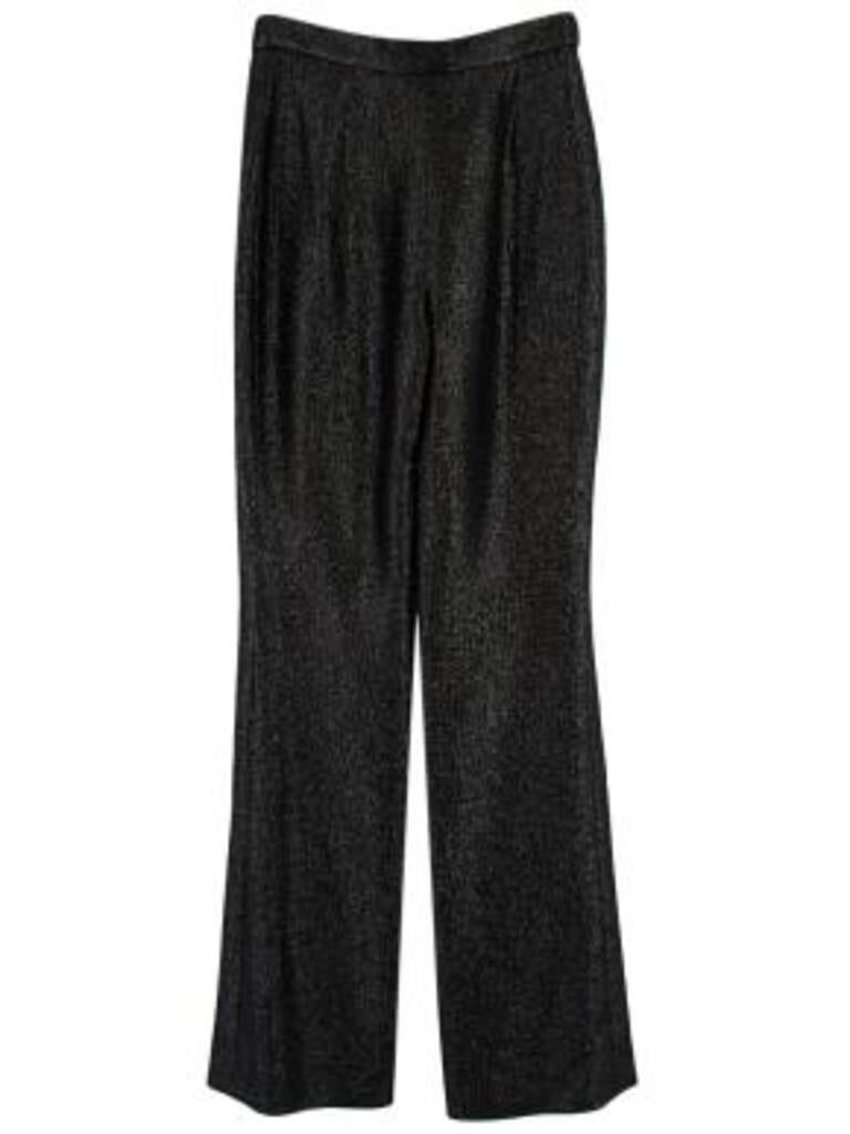 Chanel Black Lurex Wool, Silk & Lurex Trousers In Excellent Condition For Sale In London, GB