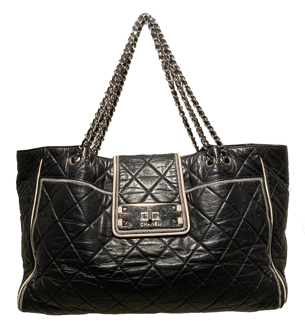 Chanel Black Mademoiselle Lock Front East West Tote 3