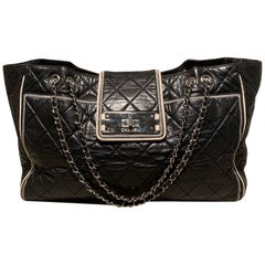 Chanel Black Mademoiselle Lock Front East West Tote