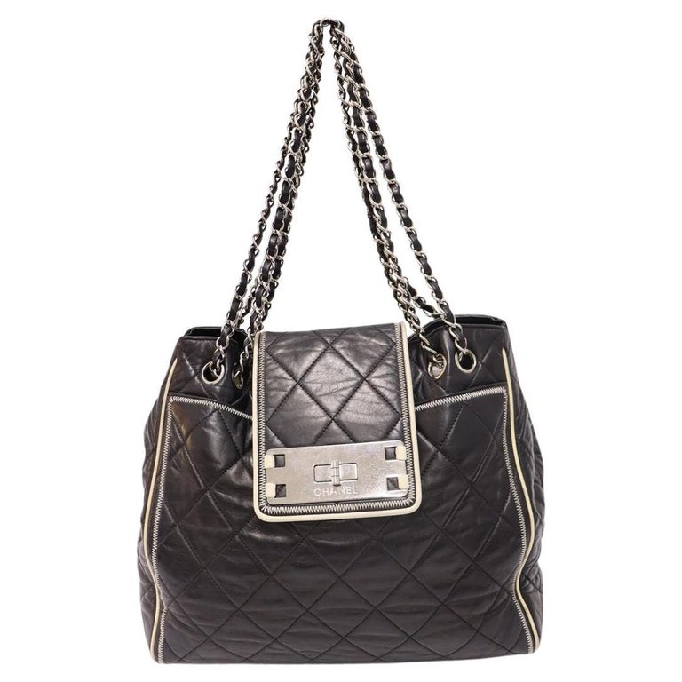 CHANEL Lambskin Quilted Chanel 19 East West Shopping Bag Black |  FASHIONPHILE