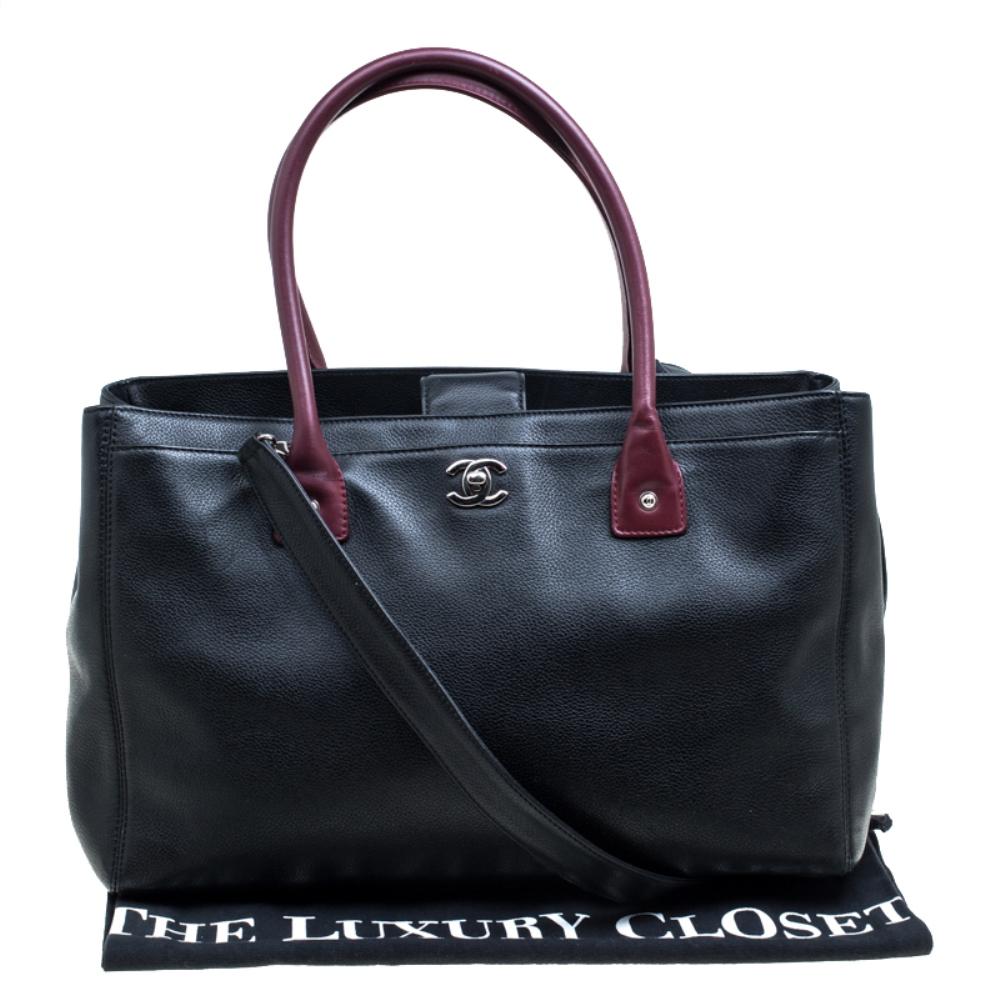 Chanel Black/Maroon Leather Top Handle Bag 8