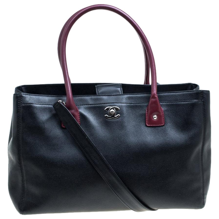 Chanel Black/Maroon Leather Top Handle Bag