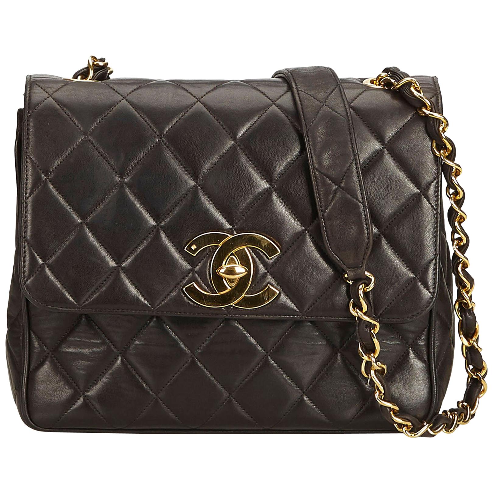 Chanel Black Matelasse Lambskin Chain Crossbody Flap Bag For Sale