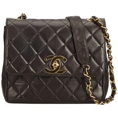 Chanel Black Matelasse Lambskin Chain Crossbody Flap Bag