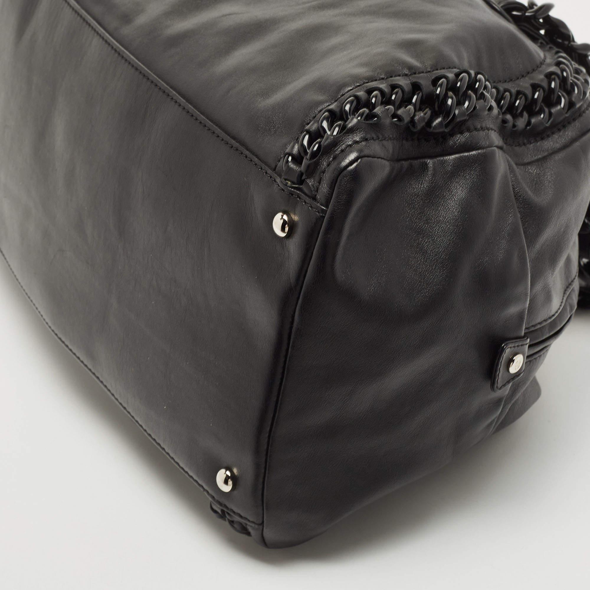 Chanel Black Matte Leather Large Luxe Ligne Bowler Bag 3