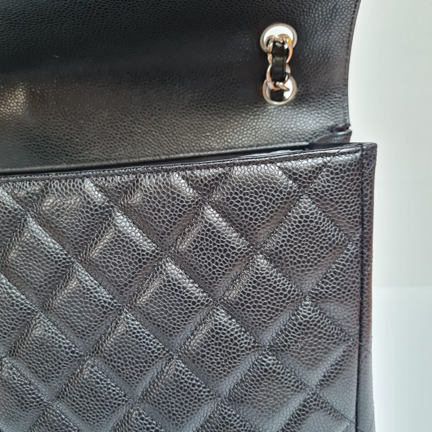 Chanel Black Maxi Caviar Leather Quilted Single Flap Bag 6
