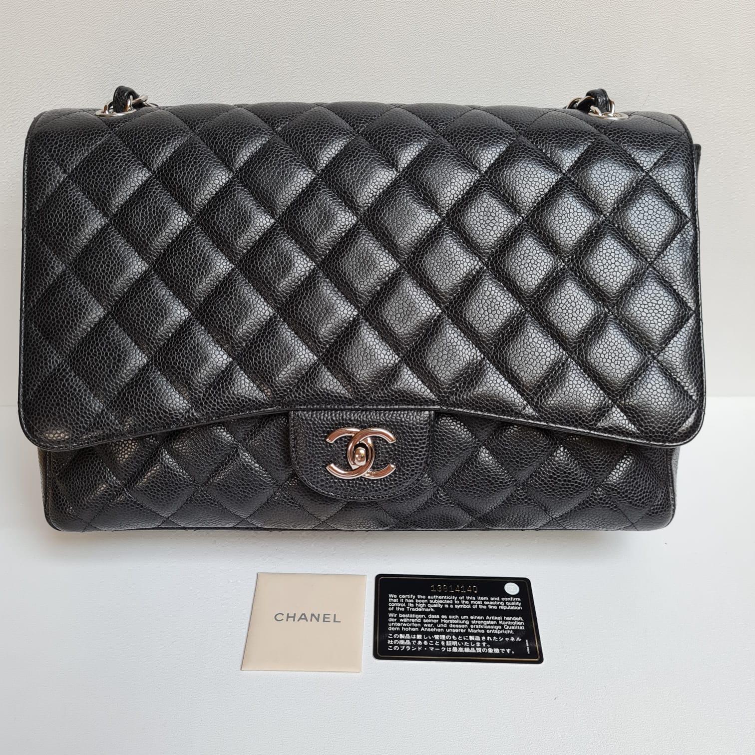Chanel Black Maxi Caviar Leather Quilted Single Flap Bag 10