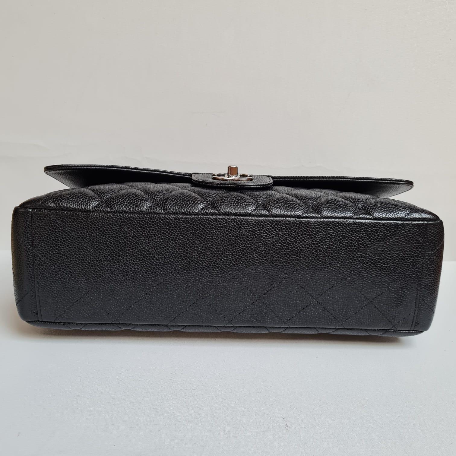 Chanel Black Maxi Caviar Leather Quilted Single Flap Bag 4
