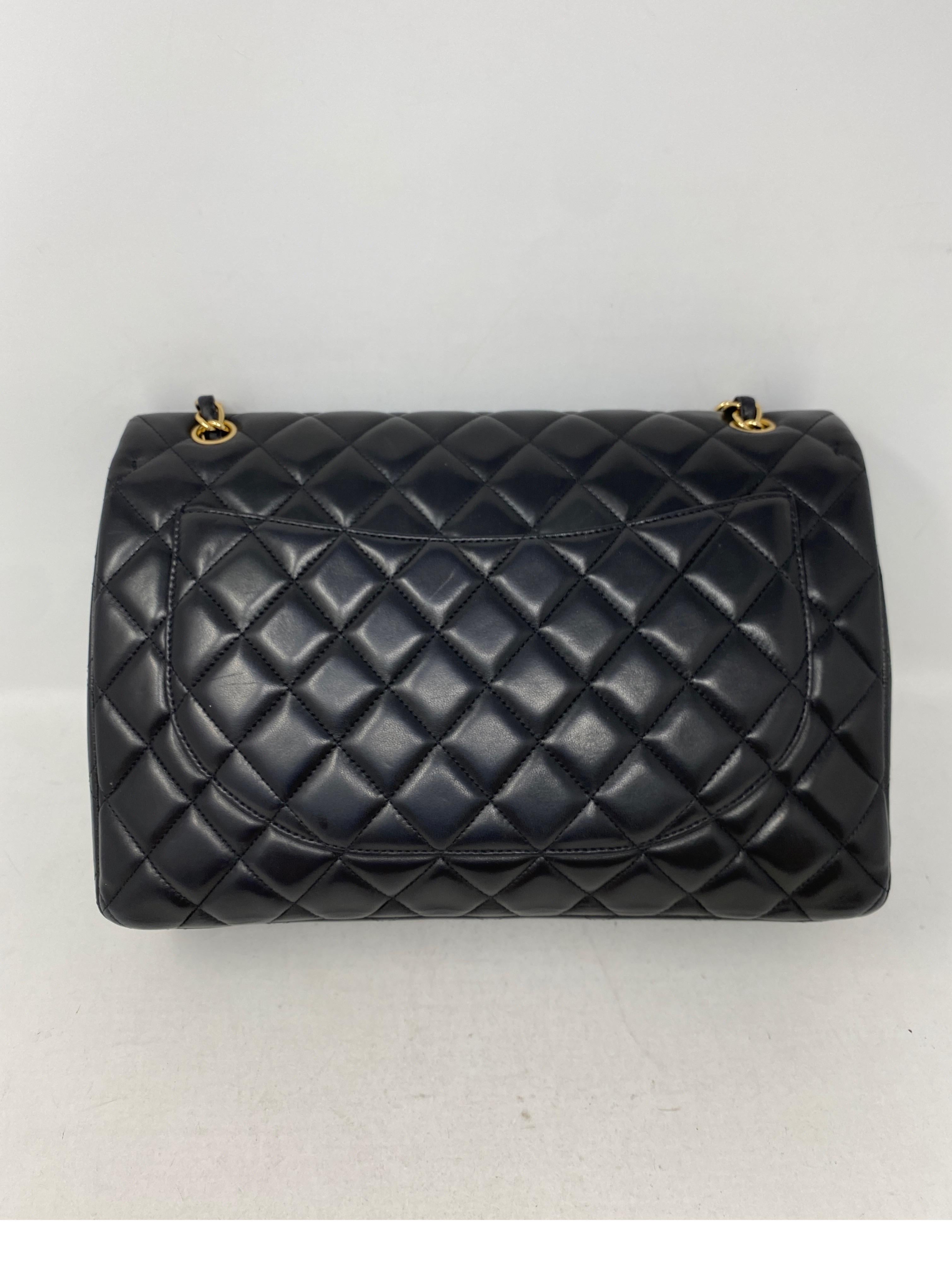 Chanel Black Maxi Lambskin Single Flap Bag  6