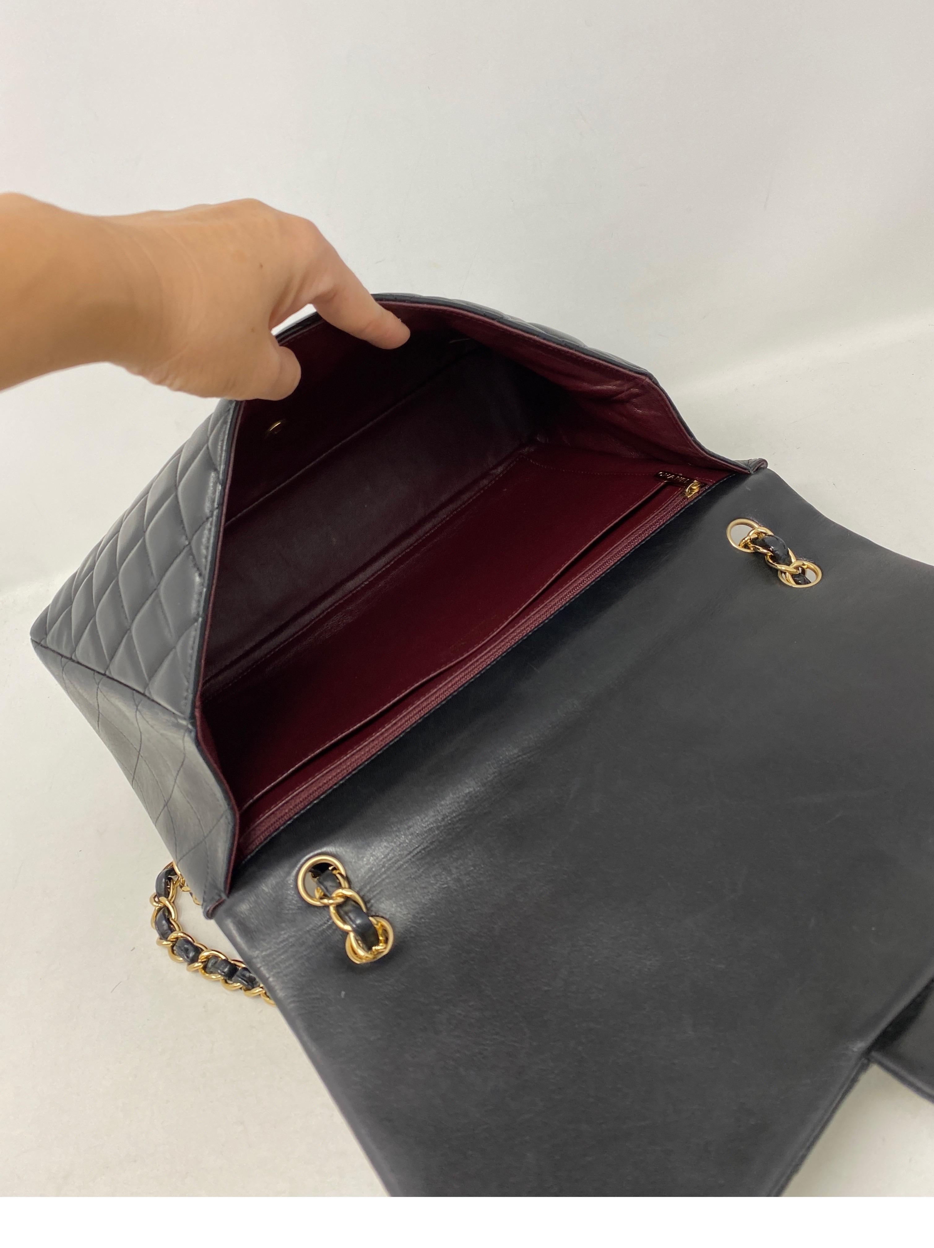 Chanel Black Maxi Lambskin Single Flap Bag  10