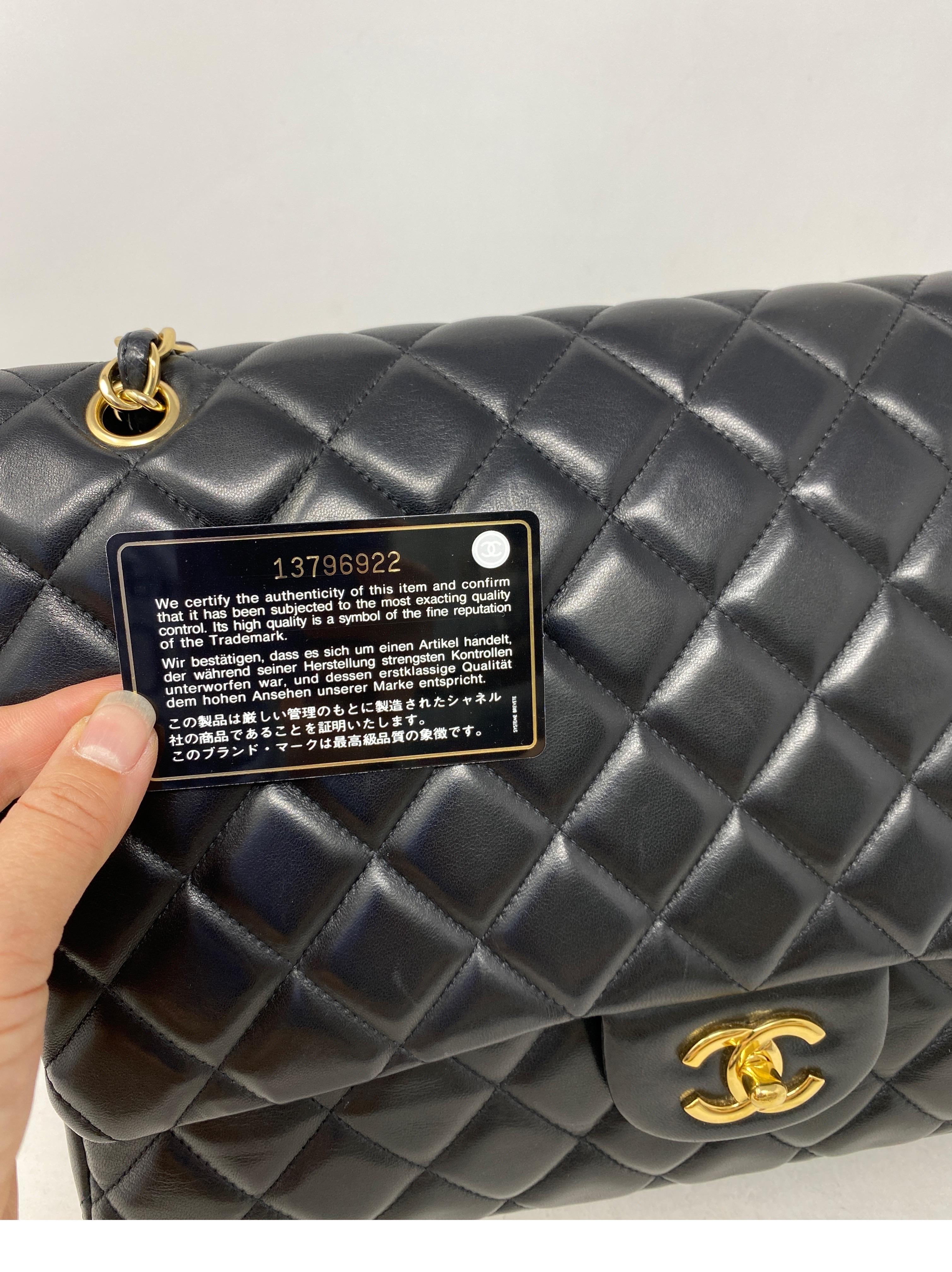 Chanel Black Maxi Lambskin Single Flap Bag  13