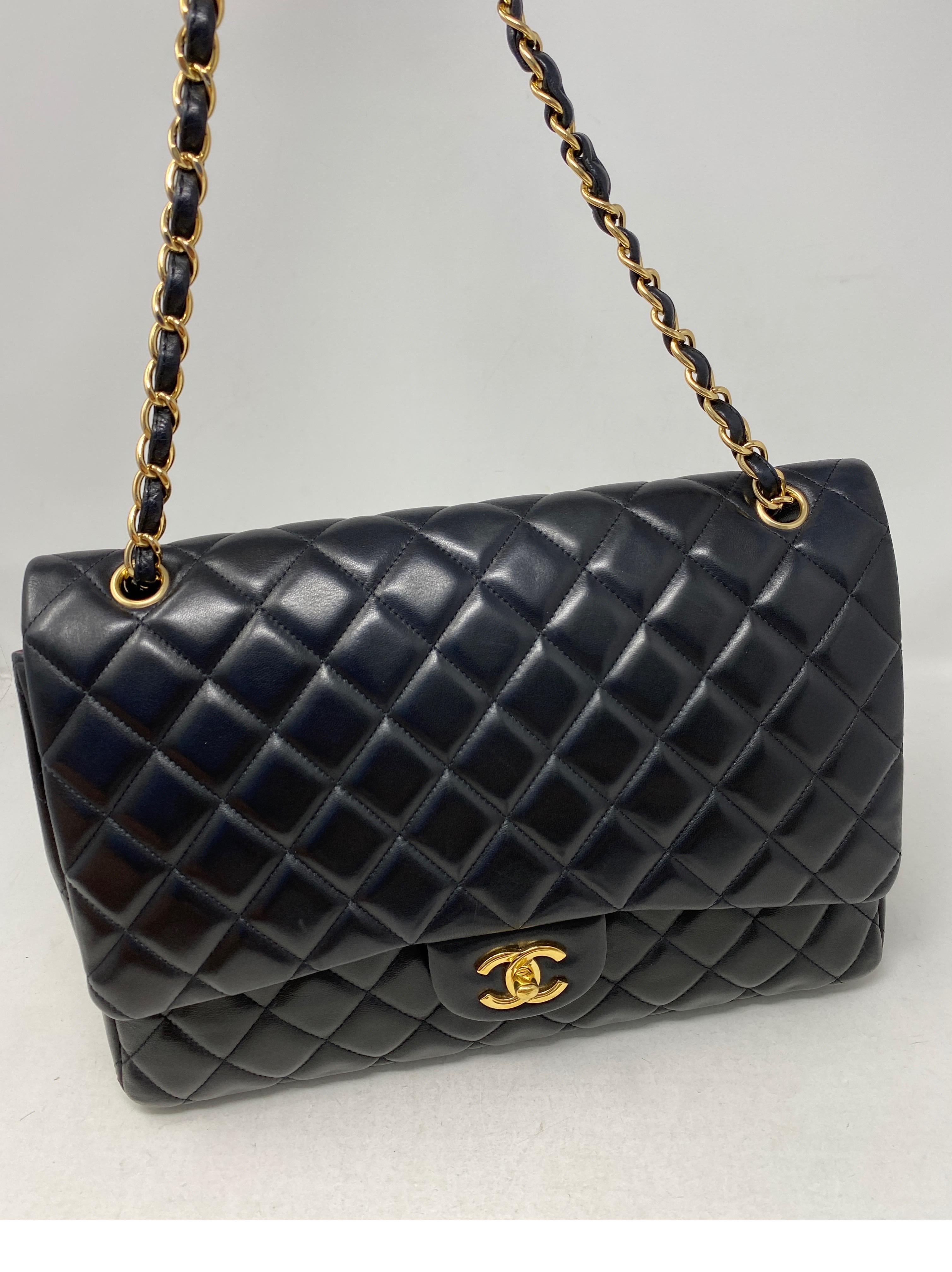 Chanel Black Maxi Lambskin Single Flap Bag  14