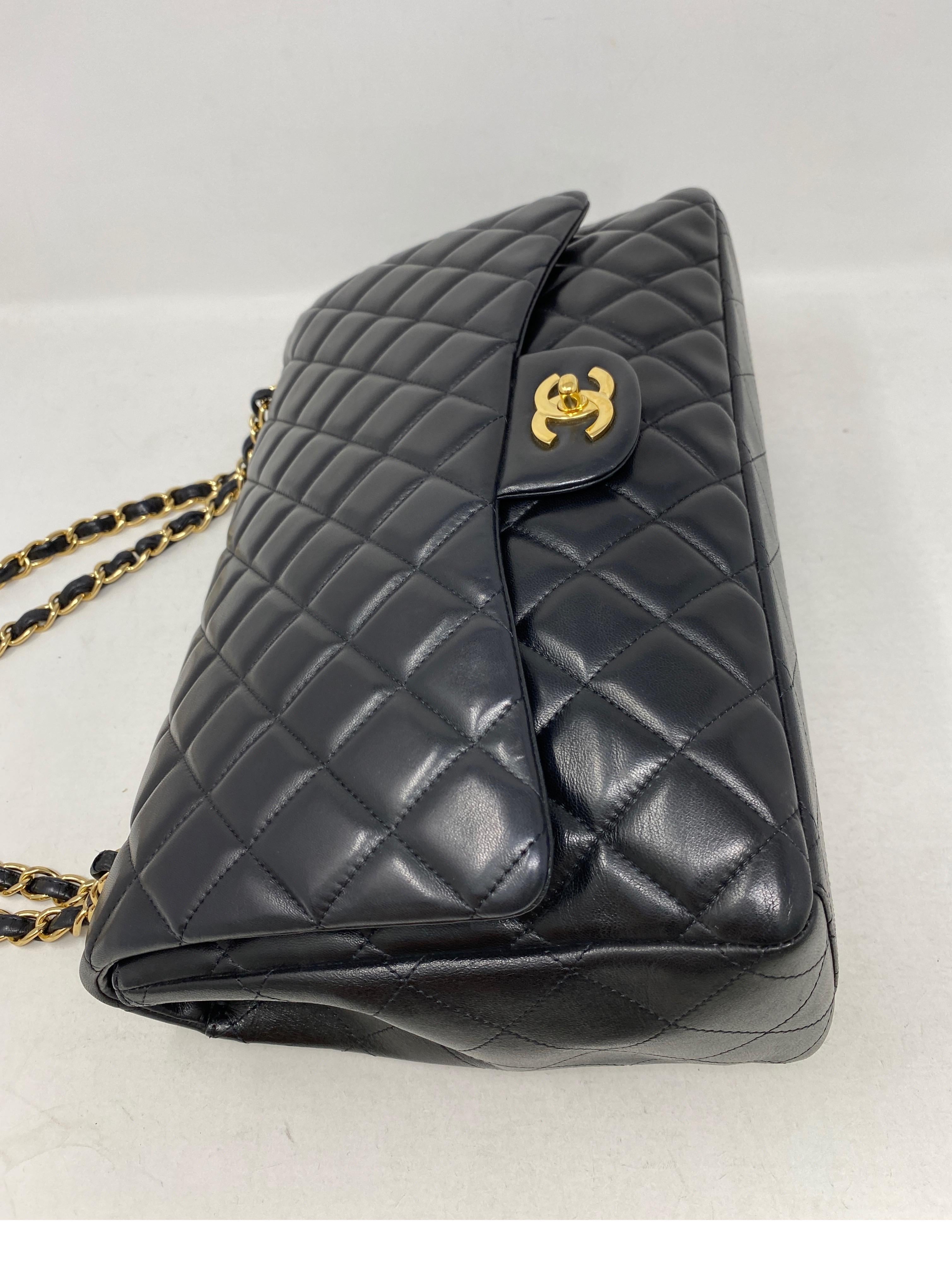Chanel Black Maxi Lambskin Single Flap Bag  1