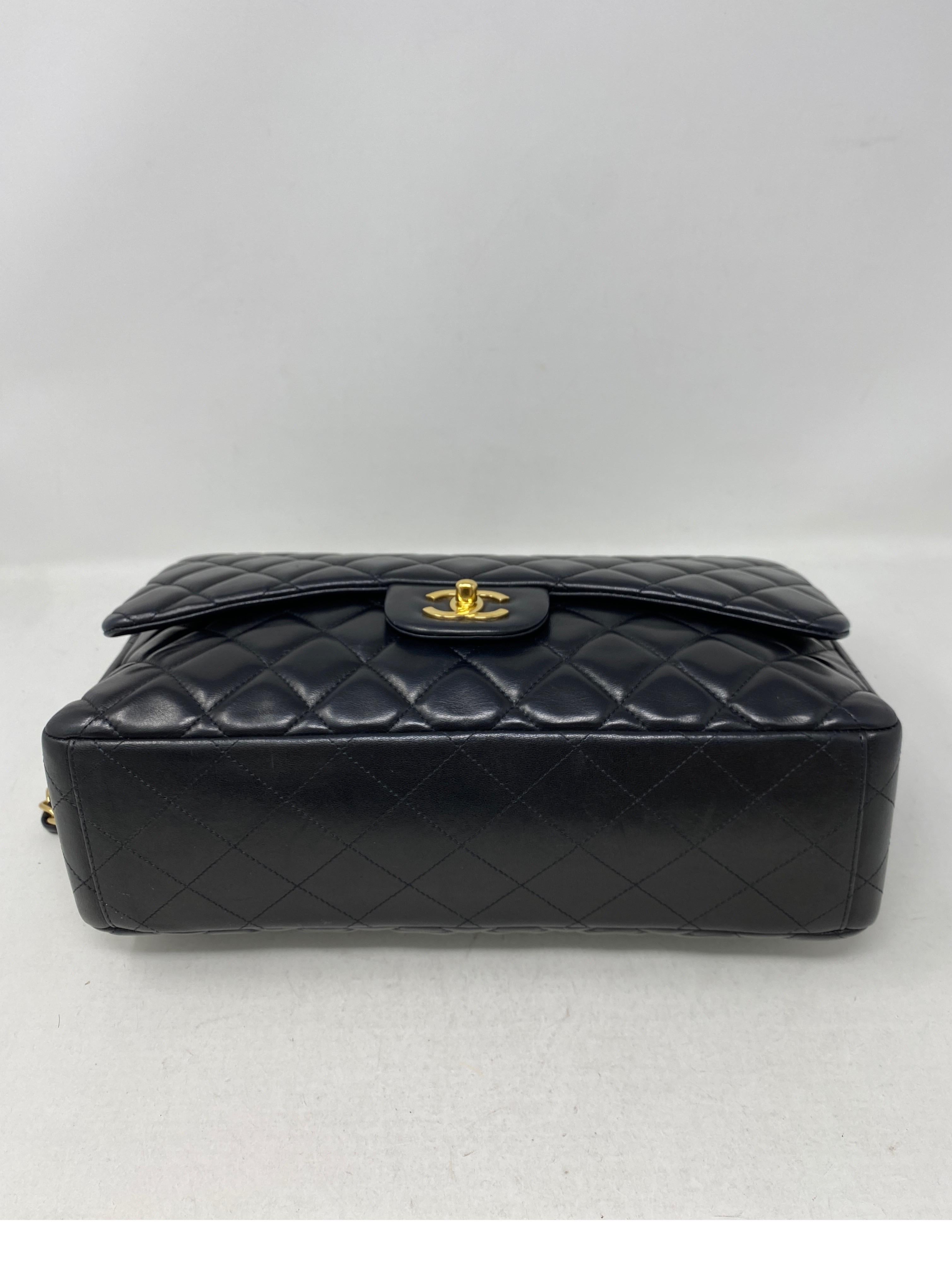 Chanel Black Maxi Lambskin Single Flap Bag  4