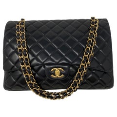 Chanel Black Maxi Lambskin Single Flap Bag