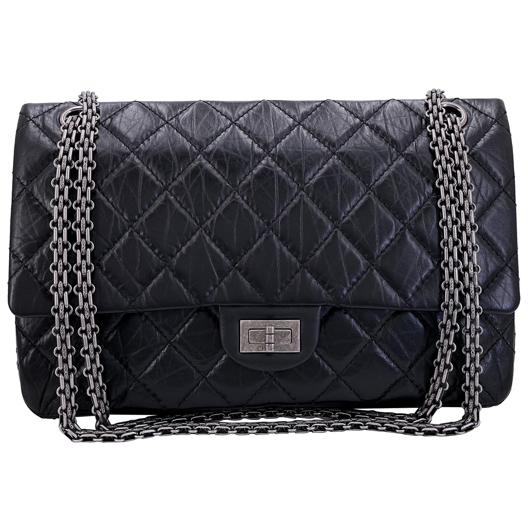 Chanel Schwarz Medium 226 2,55 Reissue Classic Double Flap Tasche RHW 66867, schwarz