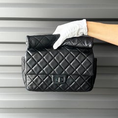 CHANEL Black Medium 2.55 Reissue Lambskin Leather Roll Clutch 2011 Runway