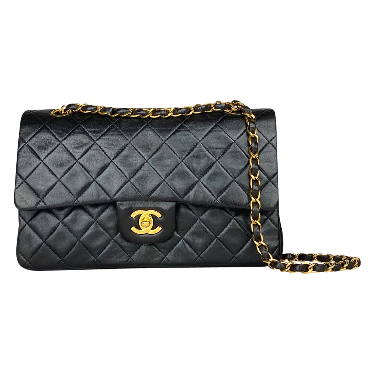 Chanel Black Medium Classic/Timeless Double Flap Bag For Sale