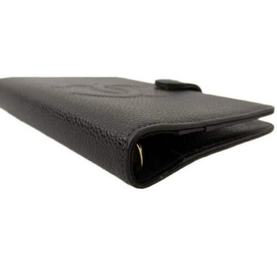 Chanel Black Medium Ring Agenda Mm Caviar Cc Diary Notebook Cover 872906 In Good Condition In Dix hills, NY