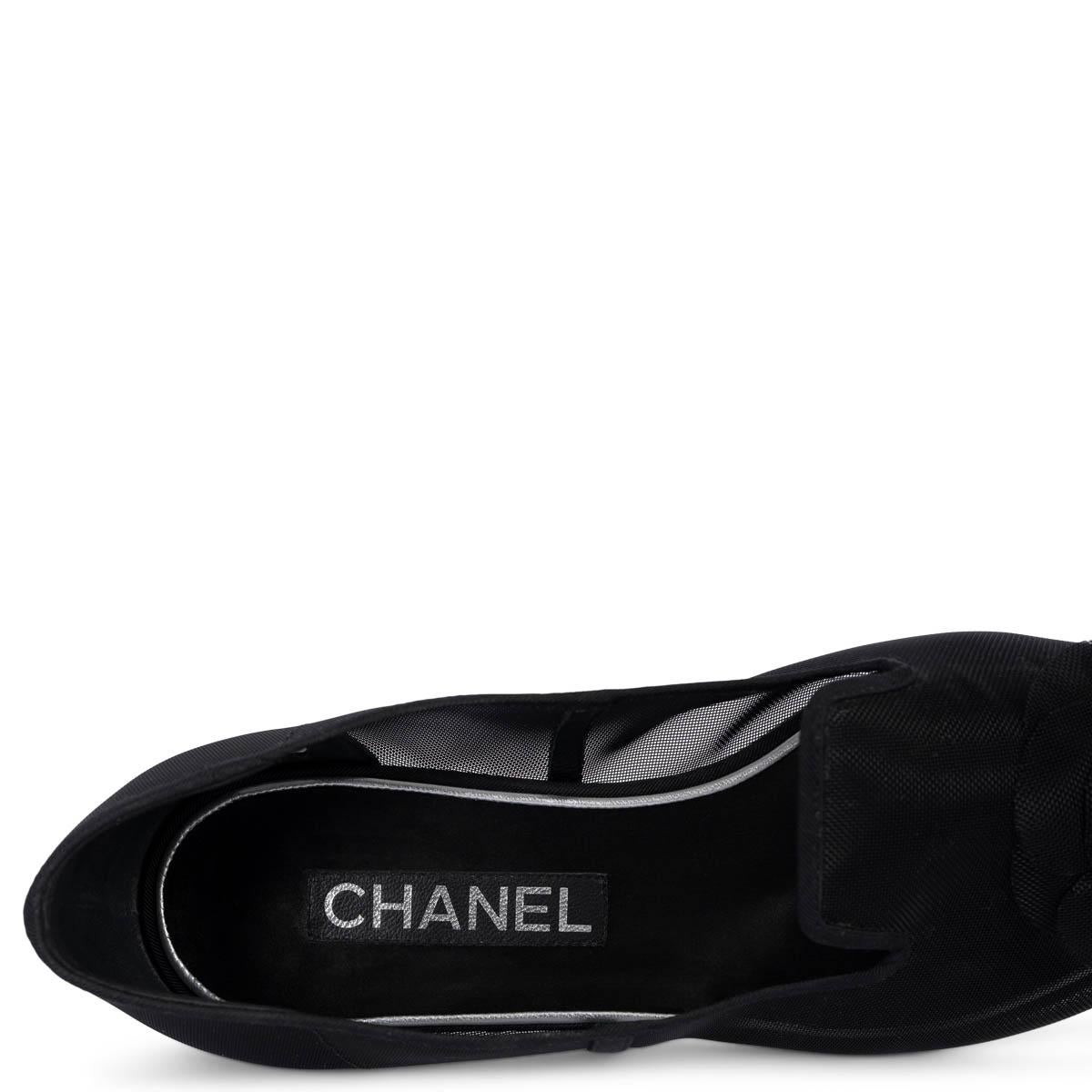 CHANEL black mesh 2019 19P CAMELLIA Ballet Flats Shoes 38.5 fit 38 For Sale 4