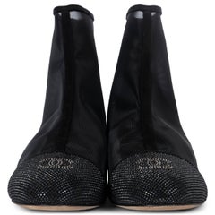 CHANEL black mesh 2020 20P CRYSTAL TOP Ankle Boots Shoes 39