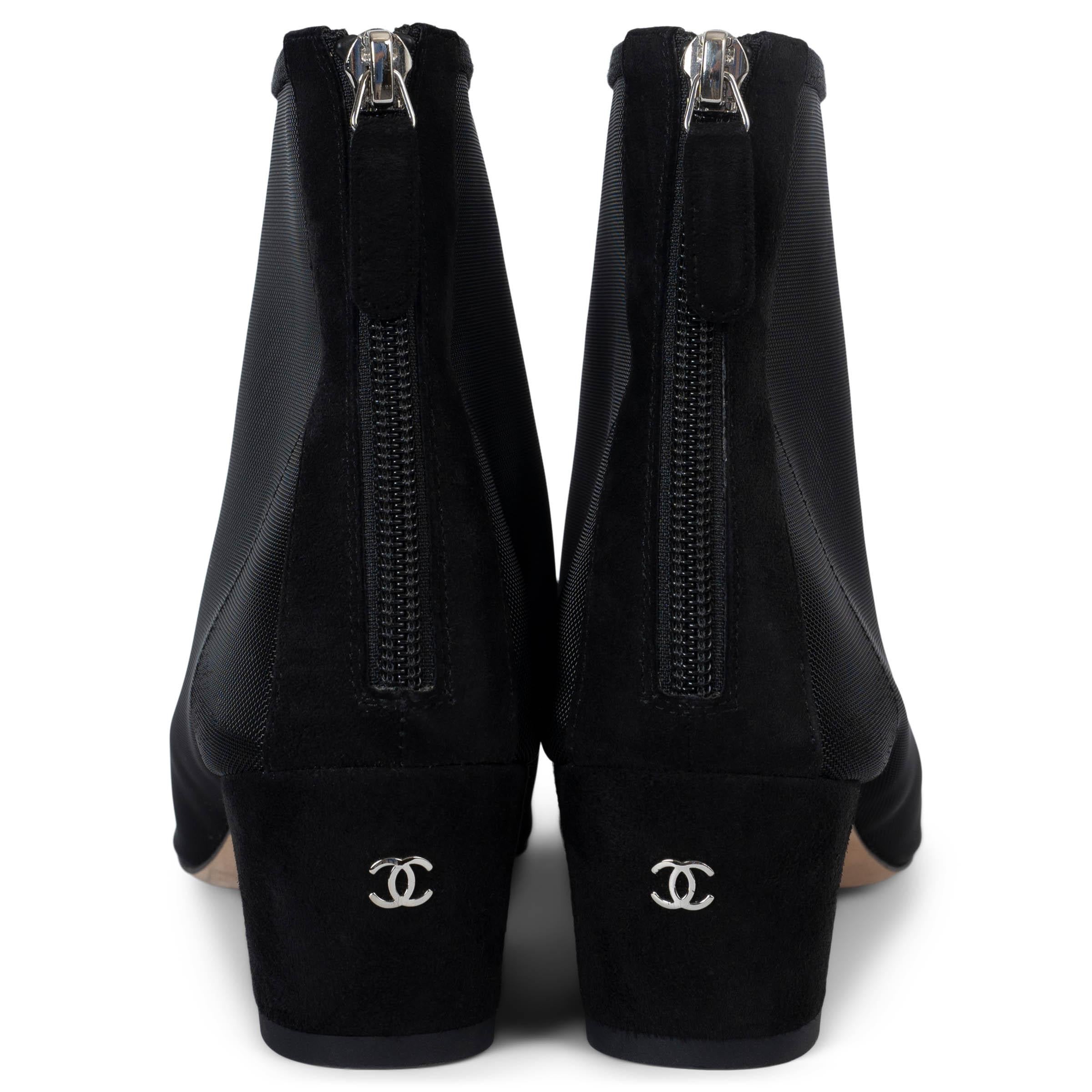Women's CHANEL black mesh 2020 20P CRYSTAL TOP Ankle Boots Shoes 39 For Sale