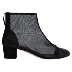 CHANEL black mesh 2020 20P CRYSTAL TOP Ankle Boots Shoes 39