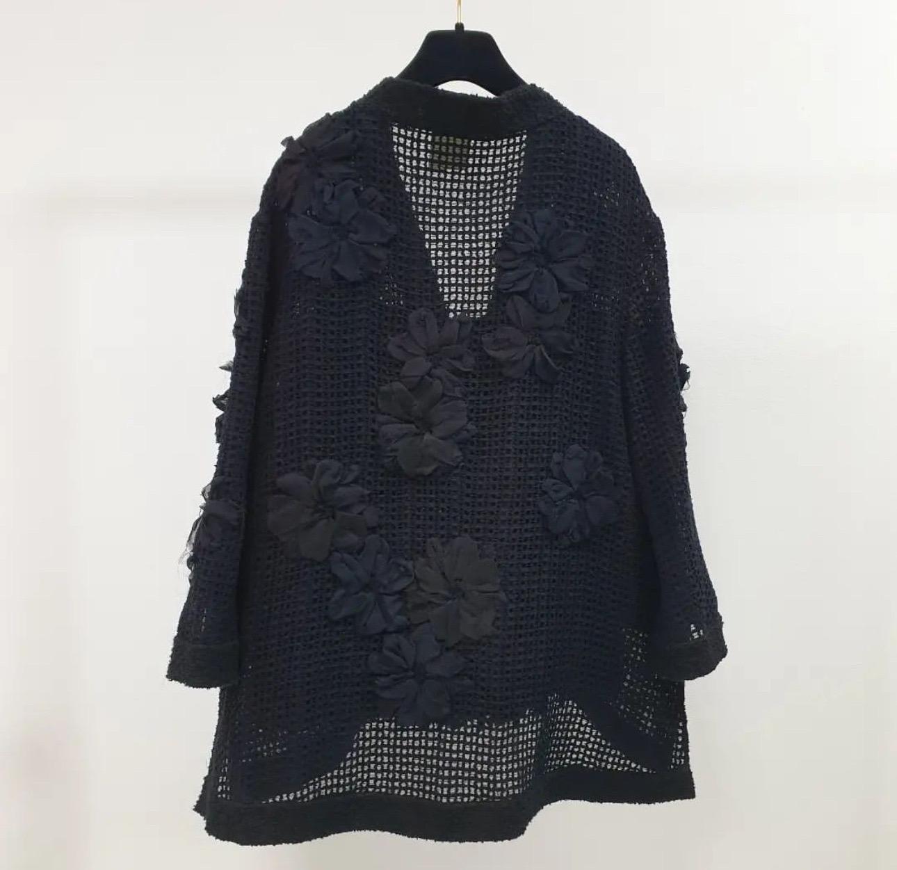 Chanel Black Mesh Applique Camisole Cardigan Twin Set  2